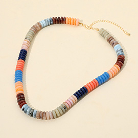 Flat Resin Disc Beaded Necklace
