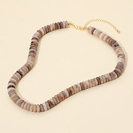 Flat Resin Disc Beaded Necklace