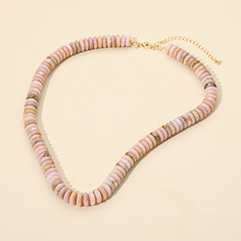 Flat Resin Disc Beaded Necklace