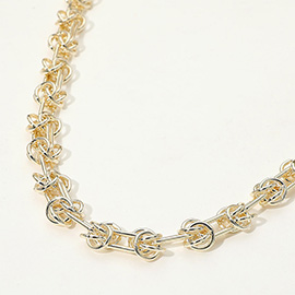 14K Gold Plated Knot Link Chunky Chain Necklace