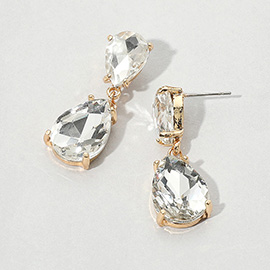 Double Teardrop Link Dangle Evening Earrings