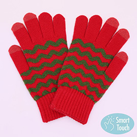 Holiday Chevron Pattern Smart Touch Winter Gloves