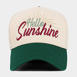 HELLO SUNSHINE Message Embroidered Corduroy Baseball Cap