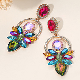 Marquise Stone Cluster Embellished Statement Drop Evening Earrings