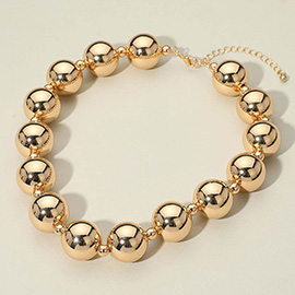 Chunky Metal Ball Beaded Necklace