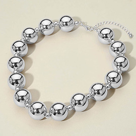 Chunky Metal Ball Beaded Necklace