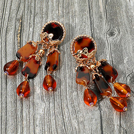 Animal Print Faceted Beads Drop Dangle Statement Earrings