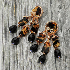 Animal Print Faceted Beads Drop Dangle Statement Earrings