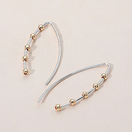 Metal Ball Accented Curved Drop Earrings