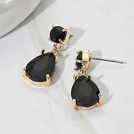 Teardrop Stone Cluster Dangle Earrings