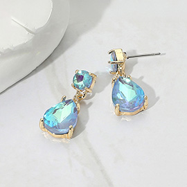 Teardrop Glass Stone Cluster Dangle Earrings