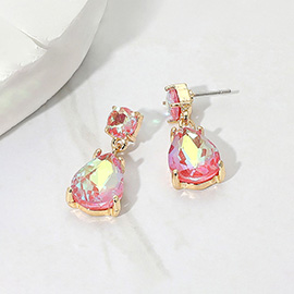 Teardrop Glass Stone Cluster Dangle Earrings