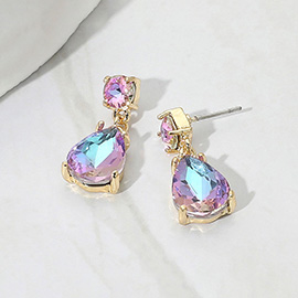 Teardrop Glass Stone Cluster Dangle Earrings