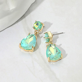 Teardrop Glass Stone Cluster Dangle Earrings