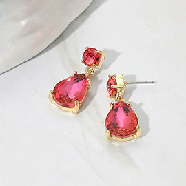 Teardrop Glass Stone Cluster Dangle Earrings