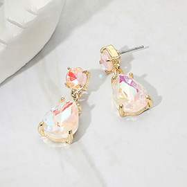 Teardrop Glass Stone Cluster Dangle Earrings