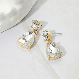 Teardrop Glass Stone Cluster Dangle Earrings