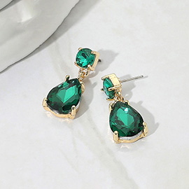 Teardrop Glass Stone Cluster Dangle Earrings