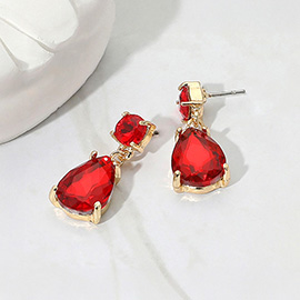 Teardrop Glass Stone Cluster Dangle Earrings