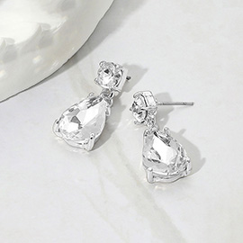 Teardrop Glass Stone Cluster Dangle Earrings
