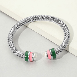 Pearl Tip Enamel Cuff Bracelet