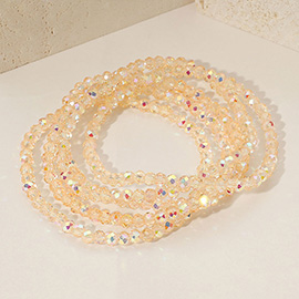 5PCS - Sparkling Faceted Beaded Stackable Stretch Multi Layered Bracelet