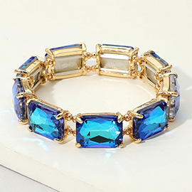 Emerald Cut Stone Stretch Evening Bracelet