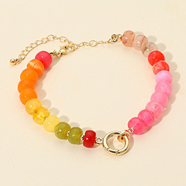Metal Clasp Accent Gradient Beaded Bracelet