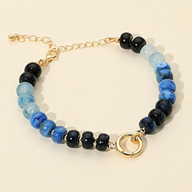 Metal Clasp Accent Gradient Beaded Bracelet