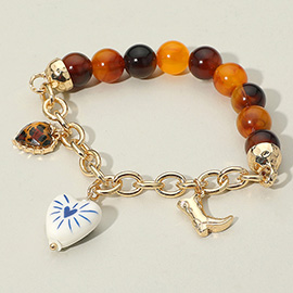 SECRET BOX_Heart Cowboy Boot Charm Beaded Bracelet