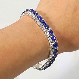 Round Crystal Rhinestone Trim Evening Bracelet