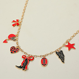 Game Day Football Theme Charm Station Necklace