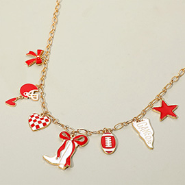 Game Day Football Theme Charm Station Necklace