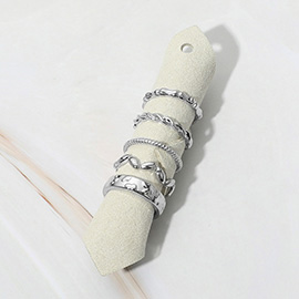 5PCS - Mixed Textured Metal Stackable Rings