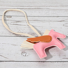 Faux Leather Winged Horse Bag Charm