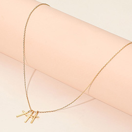 Triple Metal Cross Pendant Necklace