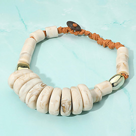 Chunky Resin 18K Gold Dipped Pebble Beaded Adjustable Cord Statement Necklace