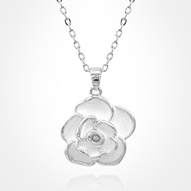 Stainless Steel Enamel Rose Pendant Necklace