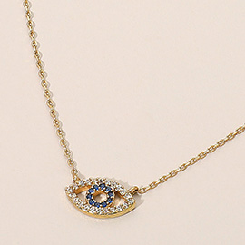 Stone Paved Evil Eye Pendant Necklace