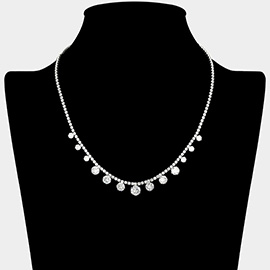 Round CZ Stone Dangle Necklace