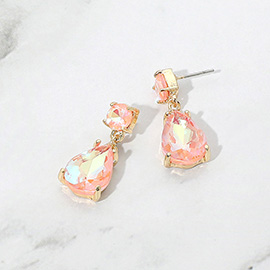 Teardrop Glass Stone Cluster Dangle Earrings