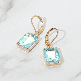 Rectangular Gemstone Drop Dangle Earrings