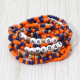 10PCS - GO GAMEDAY Message Beaded Stretch Multi Layered Bracelets