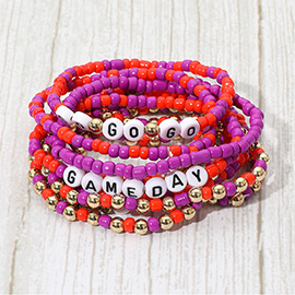 10PCS - GO GAMEDAY Message Beaded Stretch Multi Layered Bracelets