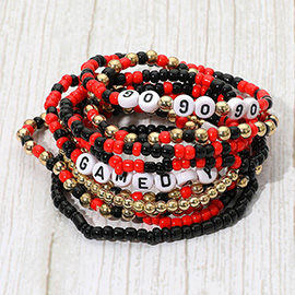 10PCS - GO GAMEDAY Message Beaded Stretch Multi Layered Bracelets