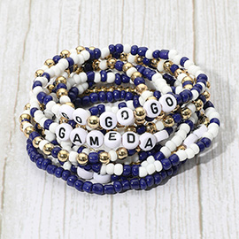 10PCS - GO GAMEDAY Message Beaded Stretch Multi Layered Bracelets