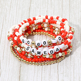 10PCS - GO GAMEDAY Message Beaded Stretch Multi Layered Bracelets