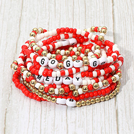 10PCS - GO GAMEDAY Message Beaded Stretch Multi Layered Bracelets