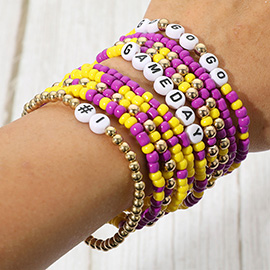 10PCS - GO GAMEDAY Message Beaded Stretch Multi Layered Bracelets