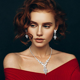 Marquise Stone Cluster Butterfly Drop Accent Rhinestone Paved Necklace